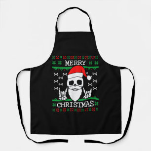Gothic kerst Ugly Skull Rock met kerstcadeaus Schort