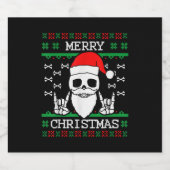 Gothic kerst Ugly Skull Rock met kerstcadeaus Sparkling Wijnetiket (Enkel label)