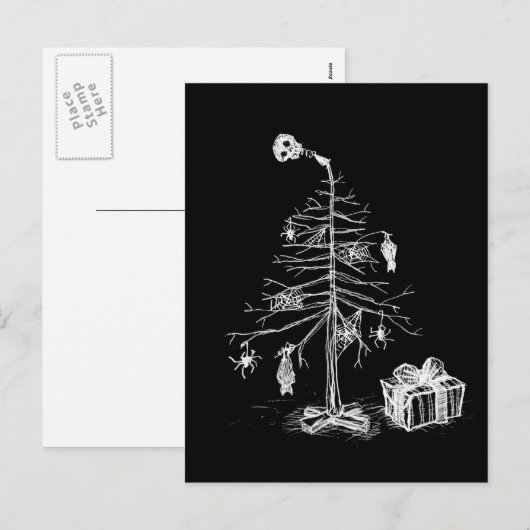 Gothic kerstboom feestdagenkaart (Voorkant / Achterkant)