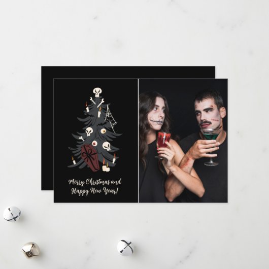 Gothic kerstboom One-foto Feestdagenkaart (Voorkant / Achterkant in situ)
