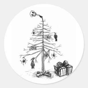 Gothic kerstboom ronde sticker