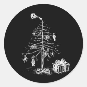 Gothic kerstboom ronde sticker