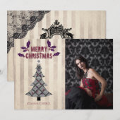 Gothic kerstboomfotokaart feestdagenkaart (Voorkant / Achterkant)