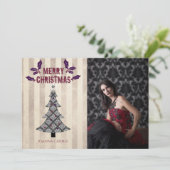 Gothic kerstboomfotokaart feestdagenkaart (Staand voorkant)