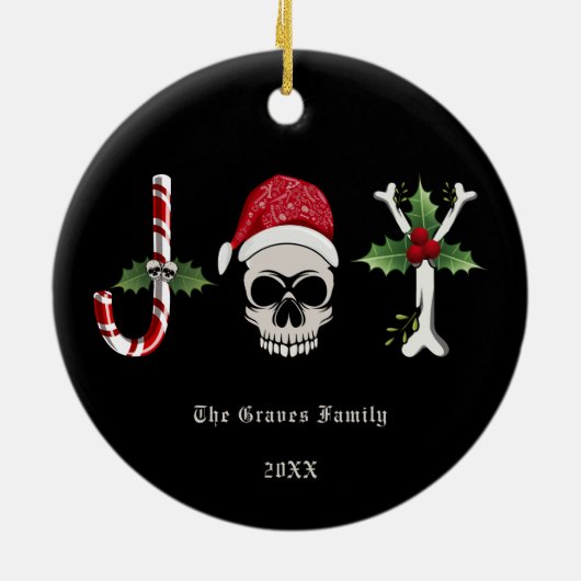 Gothic kerstJOY Skull Keramisch Ornament (Achterkant)