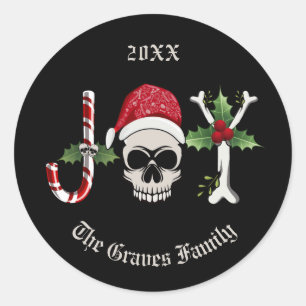 Gothic kerstJOY Skull Ronde Sticker