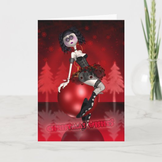 Gothic kerstkaart - Ballet Dancer - Baubles Feestdagen Kaart (Voorkant)