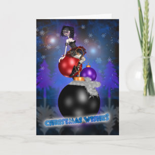 Gothic kerstkaart - Ballet Dancer - Baubles Feestdagen Kaart