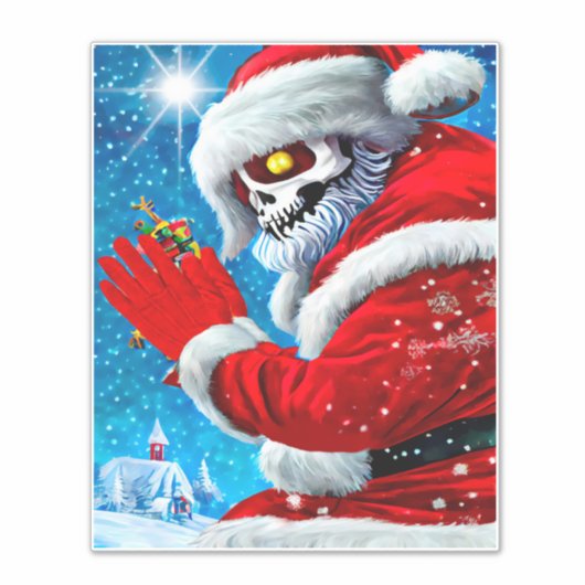 Gothic Kerstkerstkerstkerstkerstman Skeleton Monst Sticker (Voorkant)