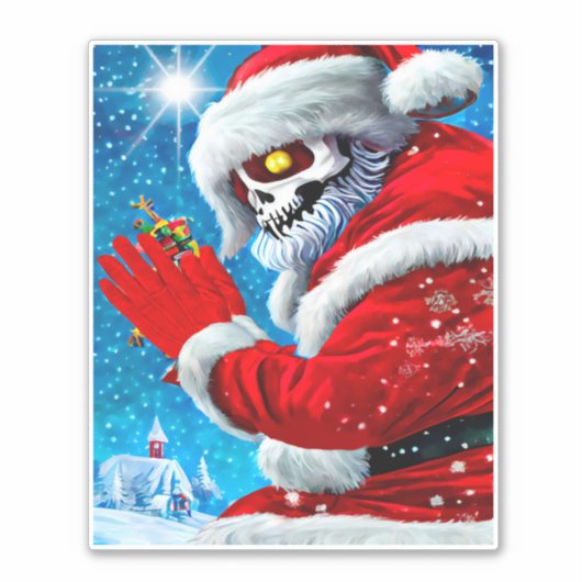 Gothic Kerstkerstkerstkerstkerstman Skeleton Monst Sticker (Voorkant)