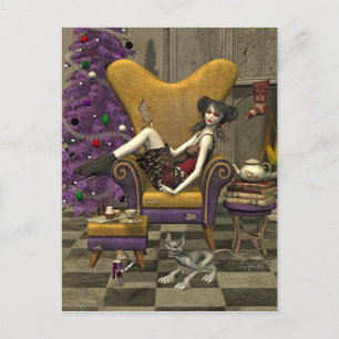 Gothic Kerstmis Briefkaart - "Wachten op de kerstm