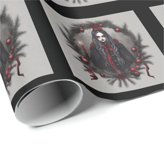 Gothic Kerstmis Cadeaupapier (Rol Hoek)