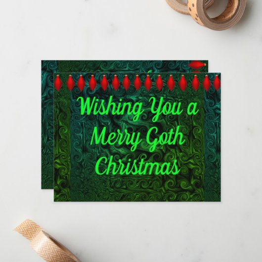 Gothic Kerstmis en nieuwjaarskaart Notitiekaartje (Voorkant / Achterkant in situ)