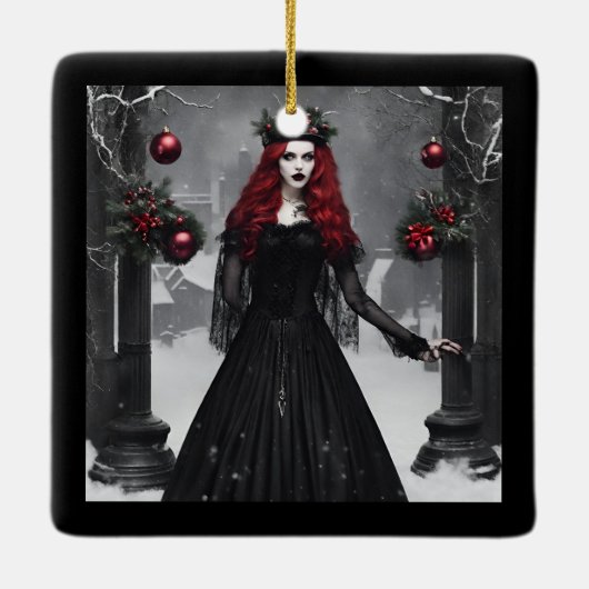 Gothic Kerstmis Keramisch Ornament (Achterkant)