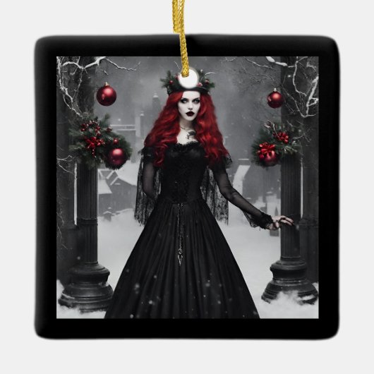 Gothic Kerstmis Keramisch Ornament (Voorkant)