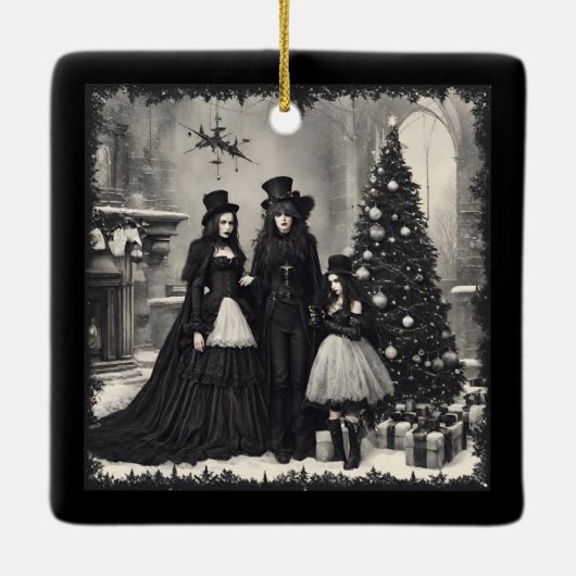 Gothic Kerstmis Keramisch Ornament (Achterkant)