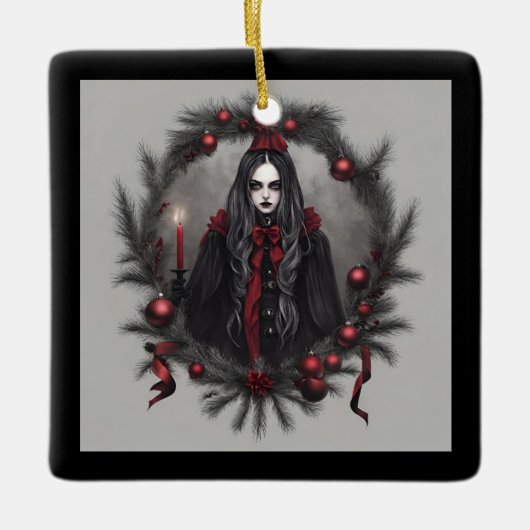 Gothic Kerstmis Keramisch Ornament (Voorkant)