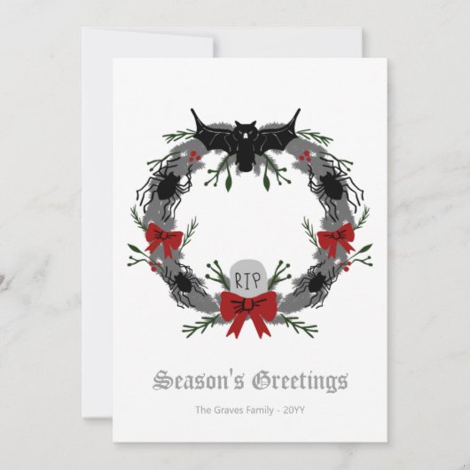 Gothic Kerstmis met Bat Holiday Kaart (Voorkant)