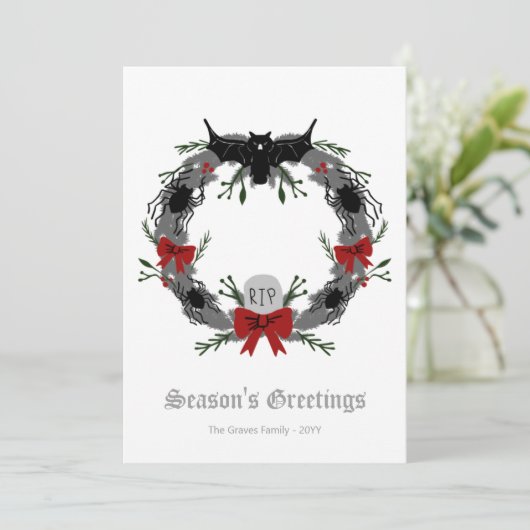 Gothic Kerstmis met Bat Holiday Kaart (Staand voorkant)