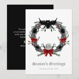 Gothic Kerstmis met Bat Holiday Kaart