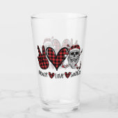 Gothic Kerstmis | Peace Love and Santa Skull Glas (Achterkant)