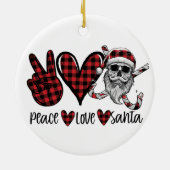 Gothic Kerstmis | Peace Love and Santa Skull Keramisch Ornament (Achterkant)