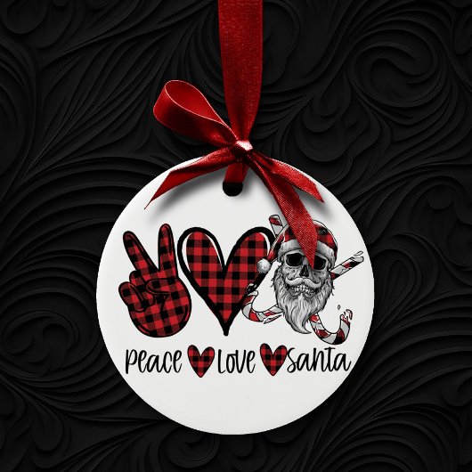 Gothic Kerstmis | Peace Love and Santa Skull Keramisch Ornament