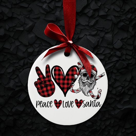 Gothic Kerstmis | Peace Love and Santa Skull Keramisch Ornament