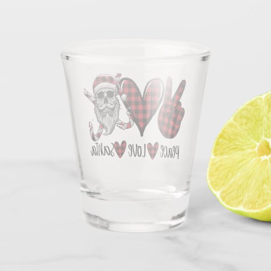 Gothic Kerstmis | Peace Love and Santa Skull Shot Glas (Achterkant)