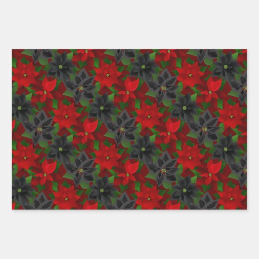 Gothic Kerstmis Poinsettia Inpakpapier Vel (Voorkant)
