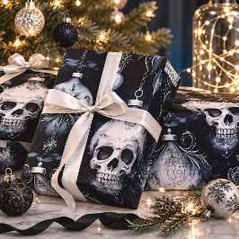 Gothic Kerstmis Schedel Creepmas Cadeaupapier