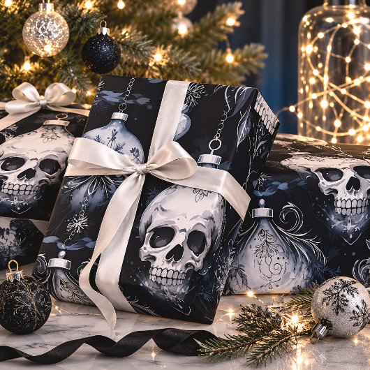 Gothic Kerstmis Schedel Creepmas Cadeaupapier