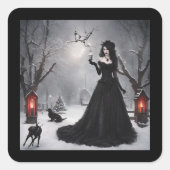 Gothic Kerstmis Vierkante Sticker (Voorkant)