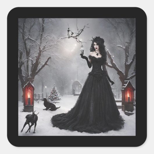 Gothic Kerstmis Vierkante Sticker (Voorkant)