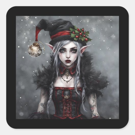 Gothic Kerstmis Vierkante Sticker (Voorkant)