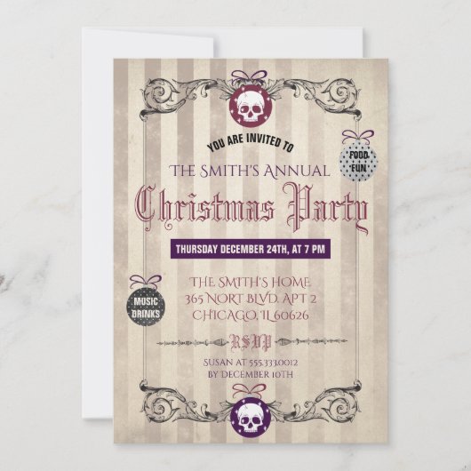 Gothic Kerstparty Uitnodiging (Voorkant)