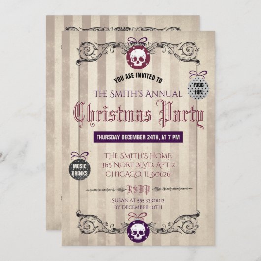 Gothic Kerstparty Uitnodiging (Voorkant / Achterkant)