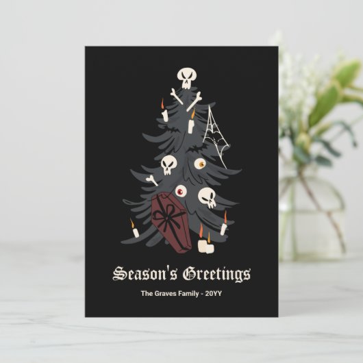 Gothic KerstTree Holiday Kaart (Staand voorkant)