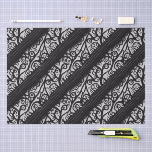Gothic-kersttwitpapier - zwart-wit tissuepapier (Craft)