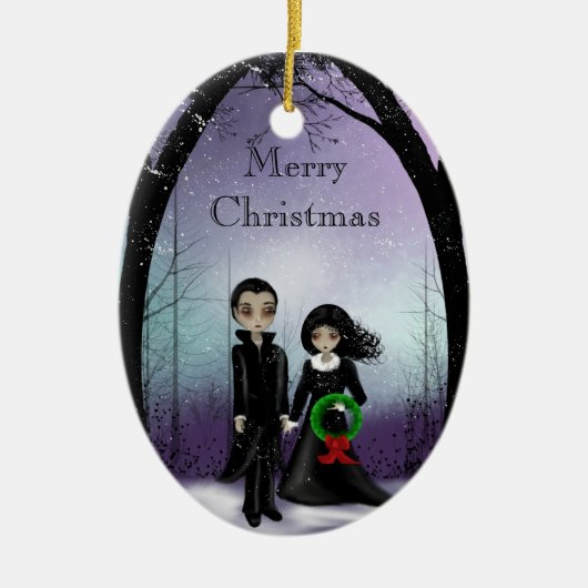 Gothic Kerstversiering Keramisch Ornament (Voorkant)