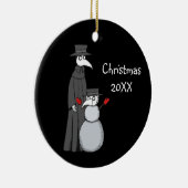 Gothic kerstversiering Plague Doctor Snowman Keramisch Ornament (Rechts)