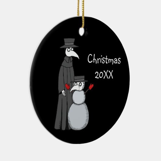 Gothic kerstversiering Plague Doctor Snowman Keramisch Ornament (Rechts)