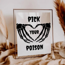 Gothic Kies uw Poison Halloween Baby shower Sign