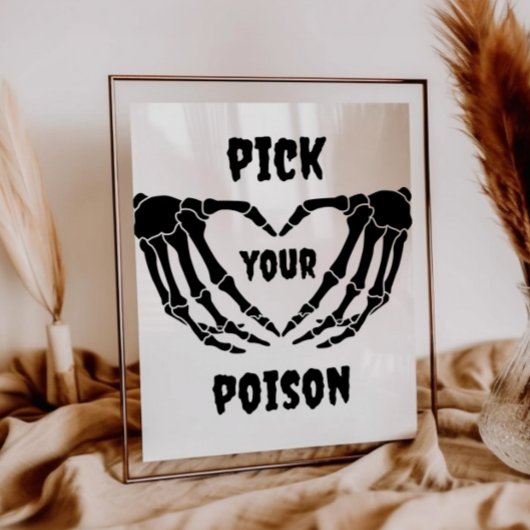 Gothic Kies uw Poison Halloween Baby shower Sign Poster
