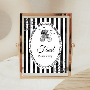 Gothic kinderwagen Halloween bord met etenstekst Poster