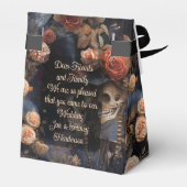 Gothic kissing schedels romantisch skelet bruiloft bedankdoosjes (Achterkant)