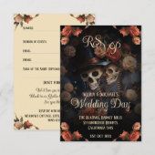Gothic Kissing Skeletons Spooky Wedding RSVP (Voorkant / Achterkant)