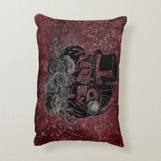 Gothic Kissing Skulls Couple and Blood Red Eternal Accent Kussen (Achterkant (Verticaal))