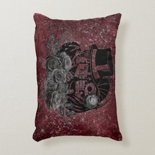 Gothic Kissing Skulls Couple and Blood Red Eternal Accent Kussen (Voorkant(Verticaal))