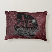 Gothic Kissing Skulls Couple and Blood Red Eternal Accent Kussen (Achterkant)